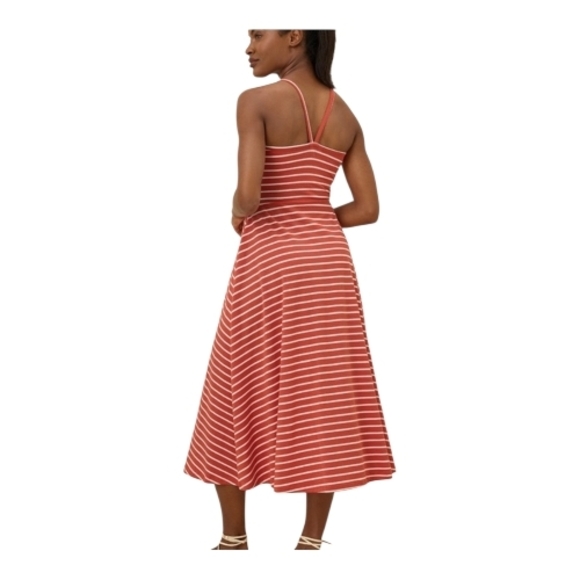 Pact Women's Organic Cotton Fit & Flare Midi Dress- Shorty, W/O Strips, L, Preow - Picture 7 of 14